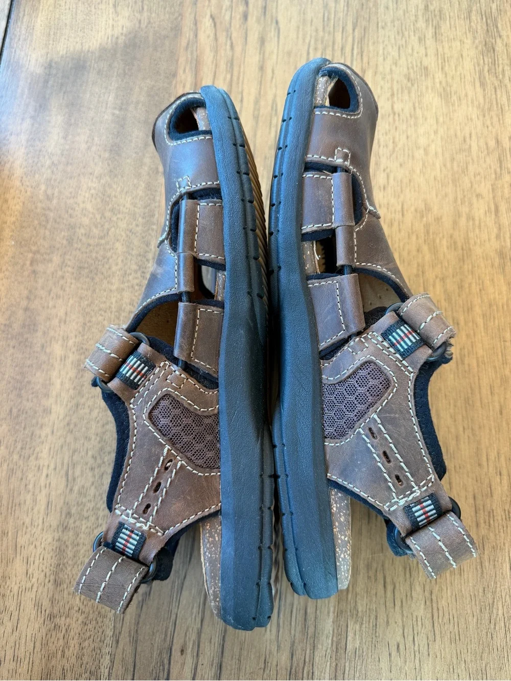 Men's Clarks Brown Leather Closed-Toe Fisherman Sandals